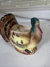 Ceramic Turkey Planter Giftwares Co Nancy Pew Japan Colors Thanksgiving 6” picture