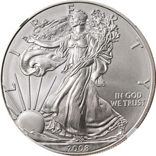 2008-W Silver American Eagle $1 NGC MS70 Burnished - STOCK picture
