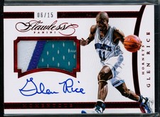 2014-15 Panini Flawless Glen Rice Game Worn Used GU Auto Patch /15 Ruby Hornets picture
