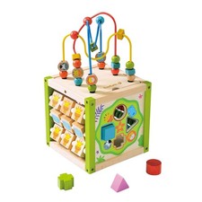 Wooden Activity Cube with Bead Maze, 5 in 1 Activity Center, Educational... picture