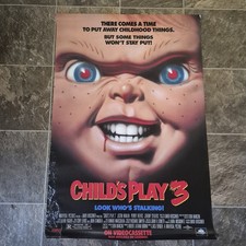 Vintage Child's Play 3 VHS Promo Poster 1991 Chucky 27x40 Slasher MCA Universal picture