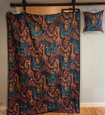Opalhouse Jungalo 69x80 Quilt & Pillow Blue Rabbit Leaves Stitching picture