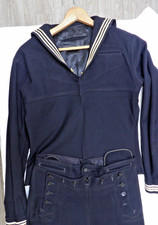 VTG WWII US NAVY DRESS BLUE WOOL UNIFORM SET 13 BUTTON FLAP PANTS CRACKER JACK  picture