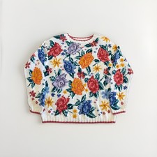 Vintage Liz Wear Sweater Women’s S 80s 90s Floral Retro Knit Cotton Grandmacore picture
