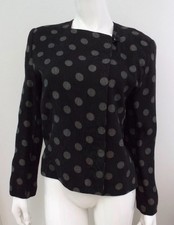 Vintage Giorgio Armani Black Silver Polka Dot Flax Jacket Blazer 44 Medium Linen picture
