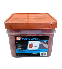 Grip Rite GCB1 Plastic 12 Gauge Round Cap Nails Ring Shank Orange 1