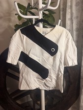 VTG 80s Leslie Fay Colorblock Blouse Top Asymmetric Mod Avant Garde M Union Made picture