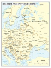 Central Eastern Europe Political Administrative Physical Waterways Map Print picture