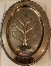 Vtg Wm ROGERS Avon SILVERPLATED OVAL FOOTED SERVING TRAY 16” TREE OF LIFE 3610 picture