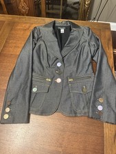 Cache Contour Collection 2-Piece Denim Jacket & Pants Set Gray Size 6 picture