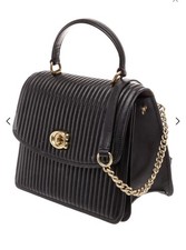 Coach Parker Top Handle Quilted Nappa Leather Crossbody Black Gold 52666 picture