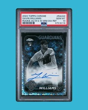 2024 Topps Chrome Gavin Williams RC Auto B&W Mini Diamond Refractor PSA 10 SSP picture
