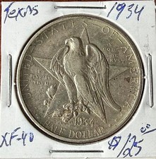 1934 Texas Independence Centennial Commemorative Half Dollar, XF Condition picture