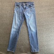 Uniqlo Slim Straight Jeans Mens Size 32x34 Blue Kaihara Stretch Denim Low Rise picture