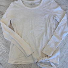 Madewell White Side Tie Long Sleeve Top Size Small Lightweight Knit picture