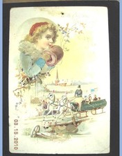 1890 antique CHRISTMAS GREETING CARD lion coffee victorian trade picture