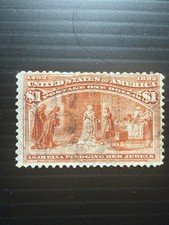 1893 US $1 Columbian Scott #241 Used Isabella Pledging Her Jewels picture
