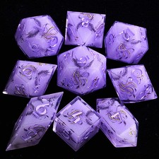 9 Polyhedral Resin Dice DnD Set Violet Phoenix Oath for Dungeons Dragons RPG picture