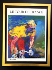 Framed Signed Print Vintage Leroy Neiman Cycling Art from the 1970s Collectible picture