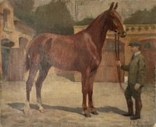 FRENCH IMPRESSIONIST Oil Painting - Pierre Olivier Dubaut - HORSE Equestrian picture