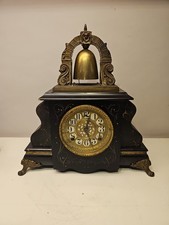Antique Gilbert Curfew Model Mantle Clock Large Strike Bell On Top Needs Work picture