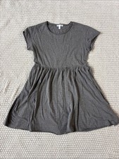 Nordstrom Abound Casual Cotton Gray Short Sleeve Scoop Babydoll Dress picture