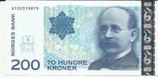 NORWAY 200 KRONER 2009  P 50. UNC CONDITION. 2RW 27JUN picture