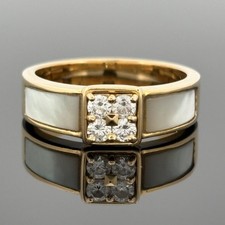 Mauboussin Diamond & Mother-of-Pearl Ring 18k Yellow Gold, French picture