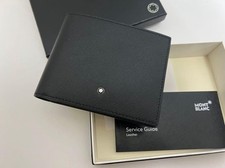 Montblanc 6CC Black Leather Bifold Wallet Card Holder Men's NIB Luxury picture