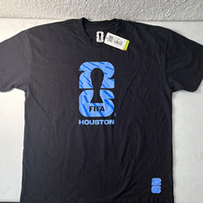 FIFA World Cup 26 Houston Host City Graphic T-Shirt Black Blue Red - Size L picture