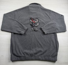 Vtg JNCO Jeans Snake Fleece Gray Embroidered 1/4 Zip Pullover 90s Y2K Mens L picture