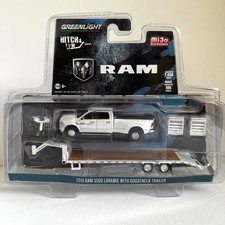 Greenlight 1:64 MiJo Hitch & Tow White 2018 RAM 3500 LARAMIE w/Gooseneck picture