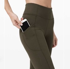 Lululemon Invigorate High Rise Tight 25” Size 4 Dark Olive Leggings Pockets EUC picture
