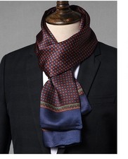 Men's 100% Pure Silk Scarf Double Layer Neckerchief Cravat Tie Casual Business picture
