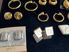 Lot of 15 Vintage Signed Monet Gold Tone Clip-on Earrings Mid-century to 1980s picture