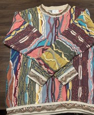 Coogi Australia 1990s Vintage 3D Knit Sweater Multicolor XL Mercerised Cotton picture