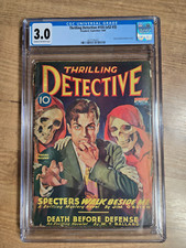 Thrilling Detective Pulp Magazine Sept. 1944 CGC 3.0 Classic Hooded Skeleton Cvr picture