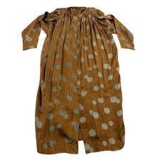 VTG Leon Max Brown Polka Dot Silk Maxi Dress S/S Oversized Lagenlook Retro Y2k picture