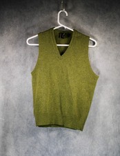 Vintage 1960s McBriar Sportswear Olive Green V-Neck Sweater Vest picture
