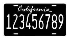California Black Custom Personalized License Plate Tag Auto 12