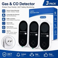 3 Pack Carbon Monoxide & Gas Detector Home & Business Safety Devise Model: KH158 picture
