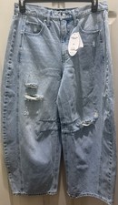 NewSCOOP Women’s Distressed High Rise Seamed Ankle Barrel Jean. Size 12. Cute picture