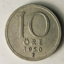 1950 SWEDEN 10 ORE - Great Collectible -  - Sweden Silver Bin A picture