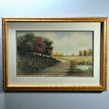 Antique Anna M Davis Original Watercolor Painting Signed, Framed  picture