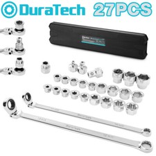 DURATECH 27PCS Extra Long Flex Head Ratcheting Wrench Set Double Box End 8-22mm picture