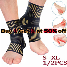 Copper Ankle Support Brace Stabilizer Compression Sleeve Socks Foot Pain Relief picture