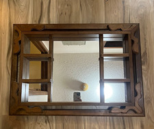 Vintage 1970s/1980s wooden wall mounted shadow box mirror picture