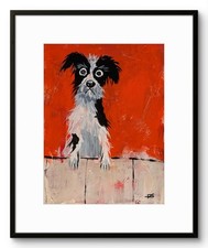 R Stevens Original 9x12 Expressionist Black White Dog Painting Signed Paper picture