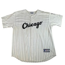 Vintage Starter Chicago White Sox MLB Baseball Jersey Pinstripe White XL Mens picture