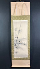 Vintage Japanese Hanging Scroll Kakejiku Sparrow Bamboo picture